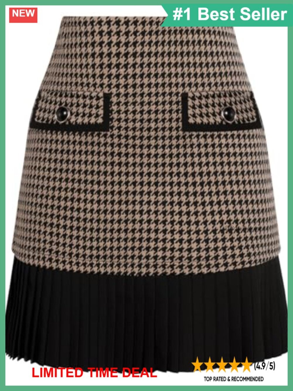 Plaid Mini Skirt High Waist Pleated A-Line Lightweight